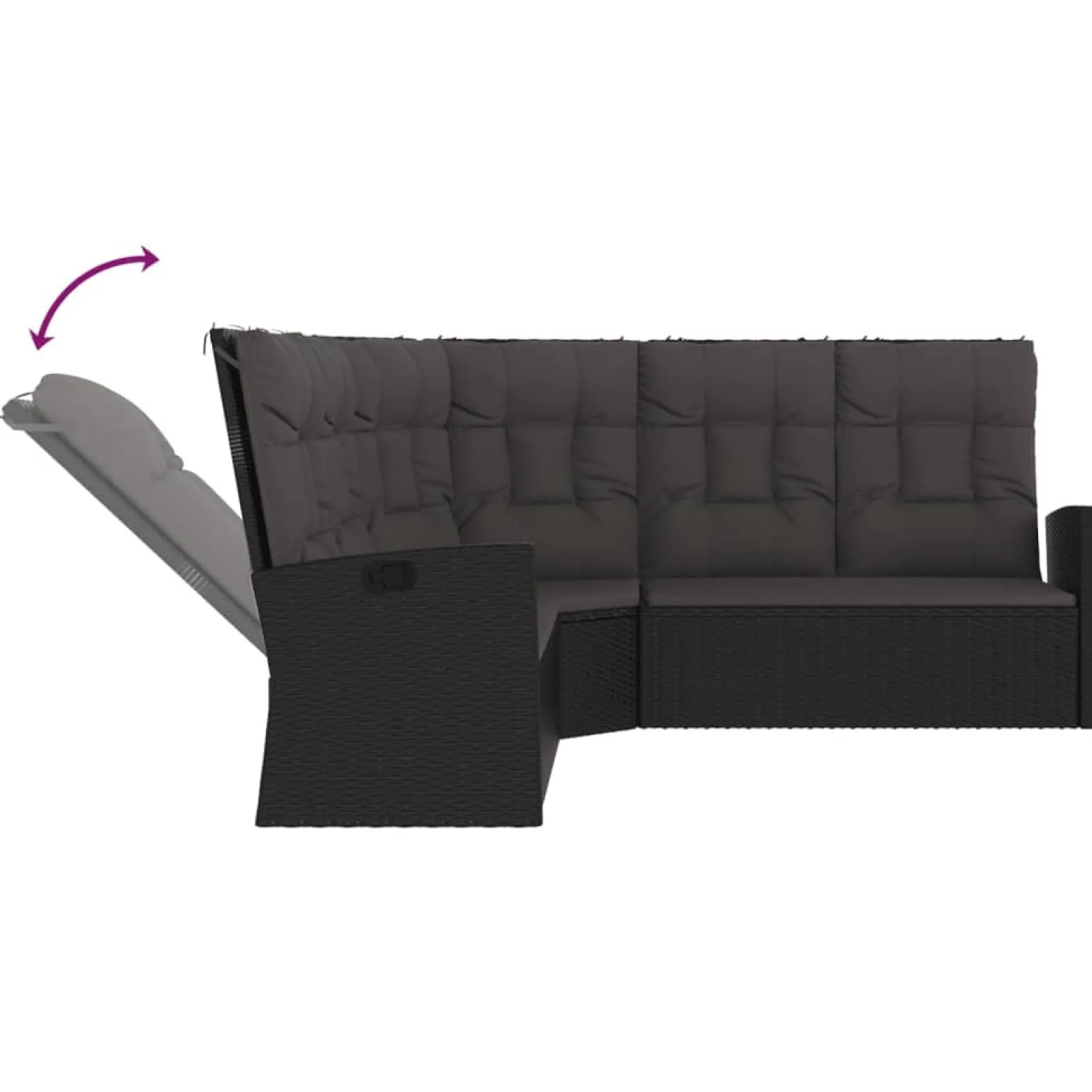 Sofa narożna Czarny Technorattan vidaXL