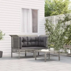 Sofa narożna Szary Technorattan Sofa narożna (2 szt.) vidaXL