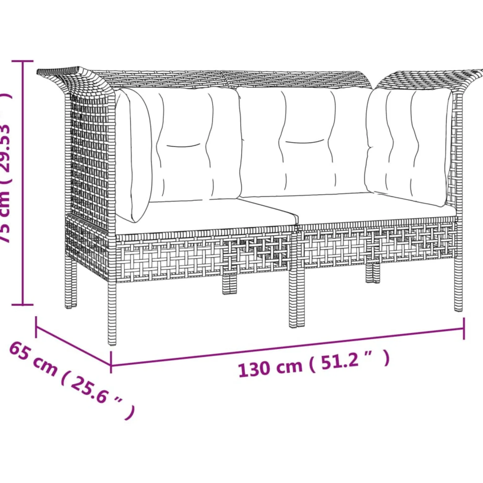 Sofa narożna Szary Technorattan Sofa narożna (2 szt.) vidaXL