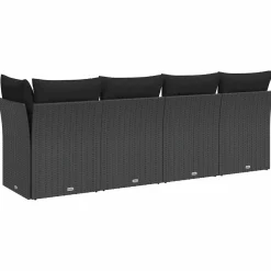 Sofa Ogrodowa Czarna z Poduszkami Fotel Siedzisko Na Taras Balkon