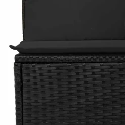 Sofa Ogrodowa Czarna z Poduszkami Fotel Siedzisko Na Taras Balkon