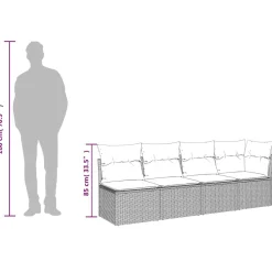 Sofa Ogrodowa Czarna z Poduszkami Fotel Siedzisko Na Taras Balkon