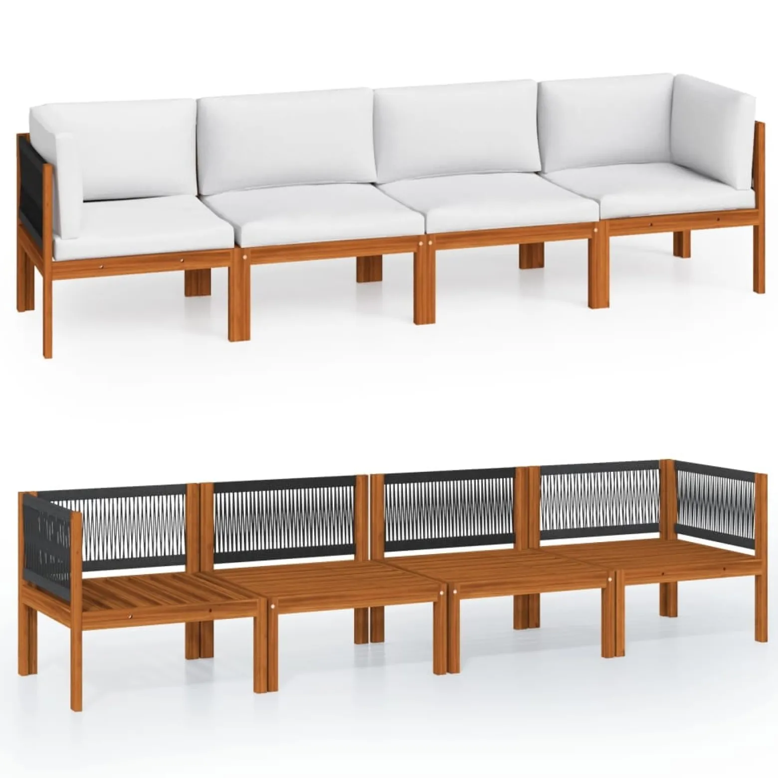 Sofa ogrodowa Kremowy Drewno akacjowe 4-osobowa vidaXL