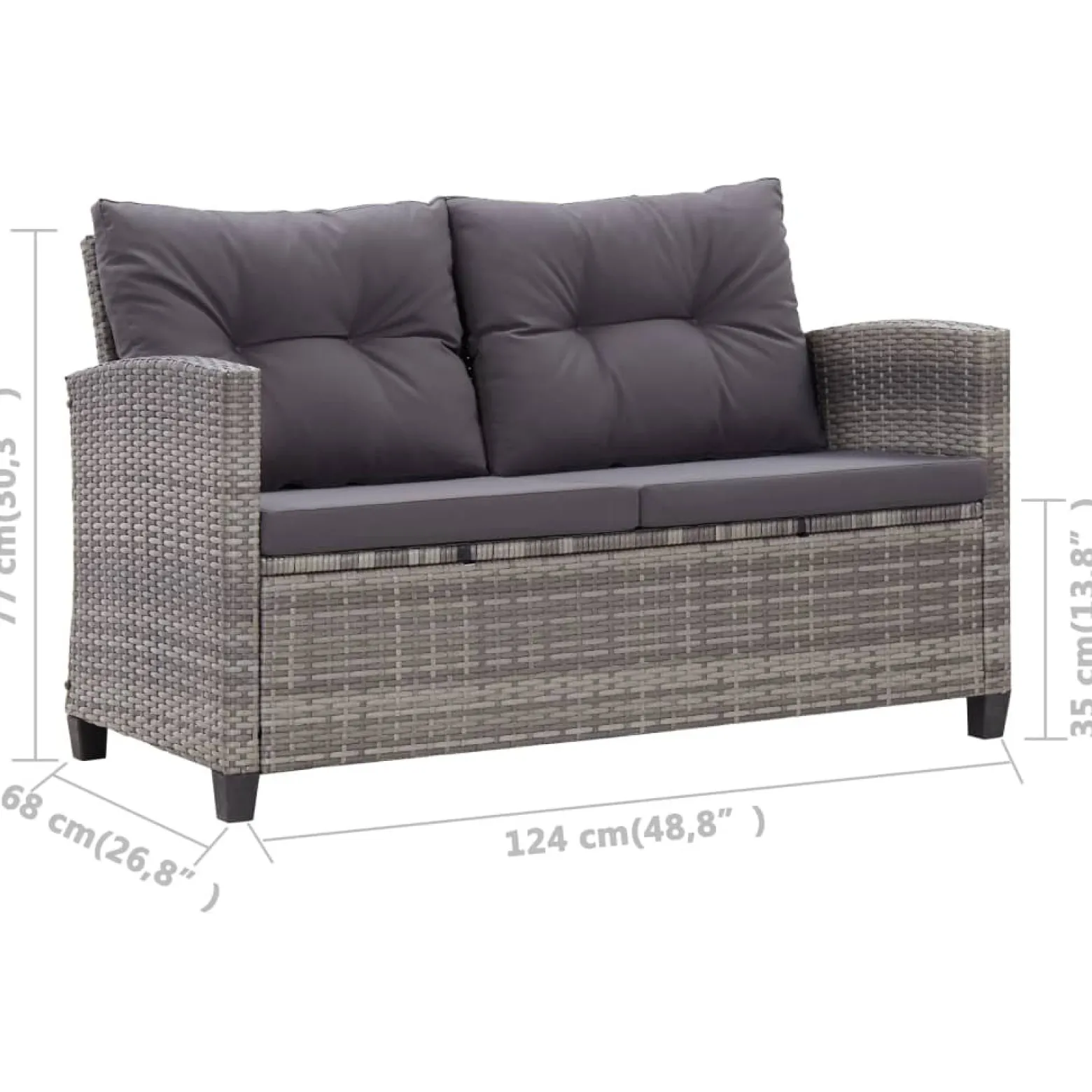 Sofa ogrodowa Szary Technorattan vidaXL