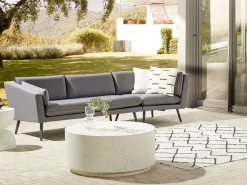 Sofa ogrodowa tapicerowana dla 3 osób szara