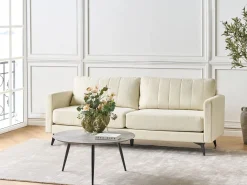 Sofa 3-osobowa tapicerowana jasnobeżowa