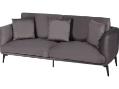 Sofa 3-osobowa welur beżowoszara