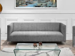 Sofa Roni-3 Szary Tkanina, Podstawa Chrom