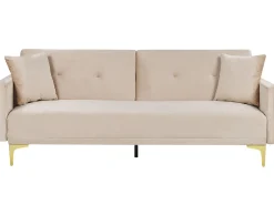 Sofa rozkładana LUCAN Welur Beżowy dla 3 osób