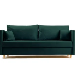 Sofa Rozkładana Trzyosobowa z Pojemnikiem SECCO Zielona z Funkcją Spania