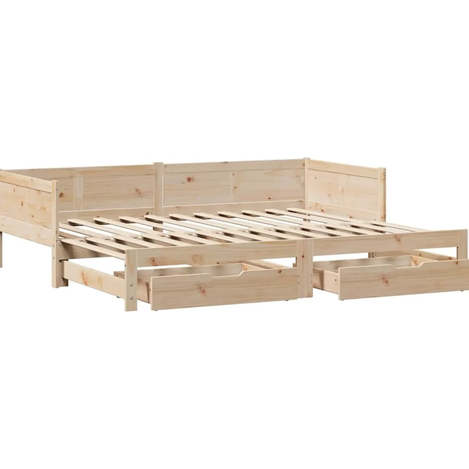 Sofa Rozsuwana Łóżko Drewniane Rama Łóżka z Szufladami Brązowa 90x190 cm