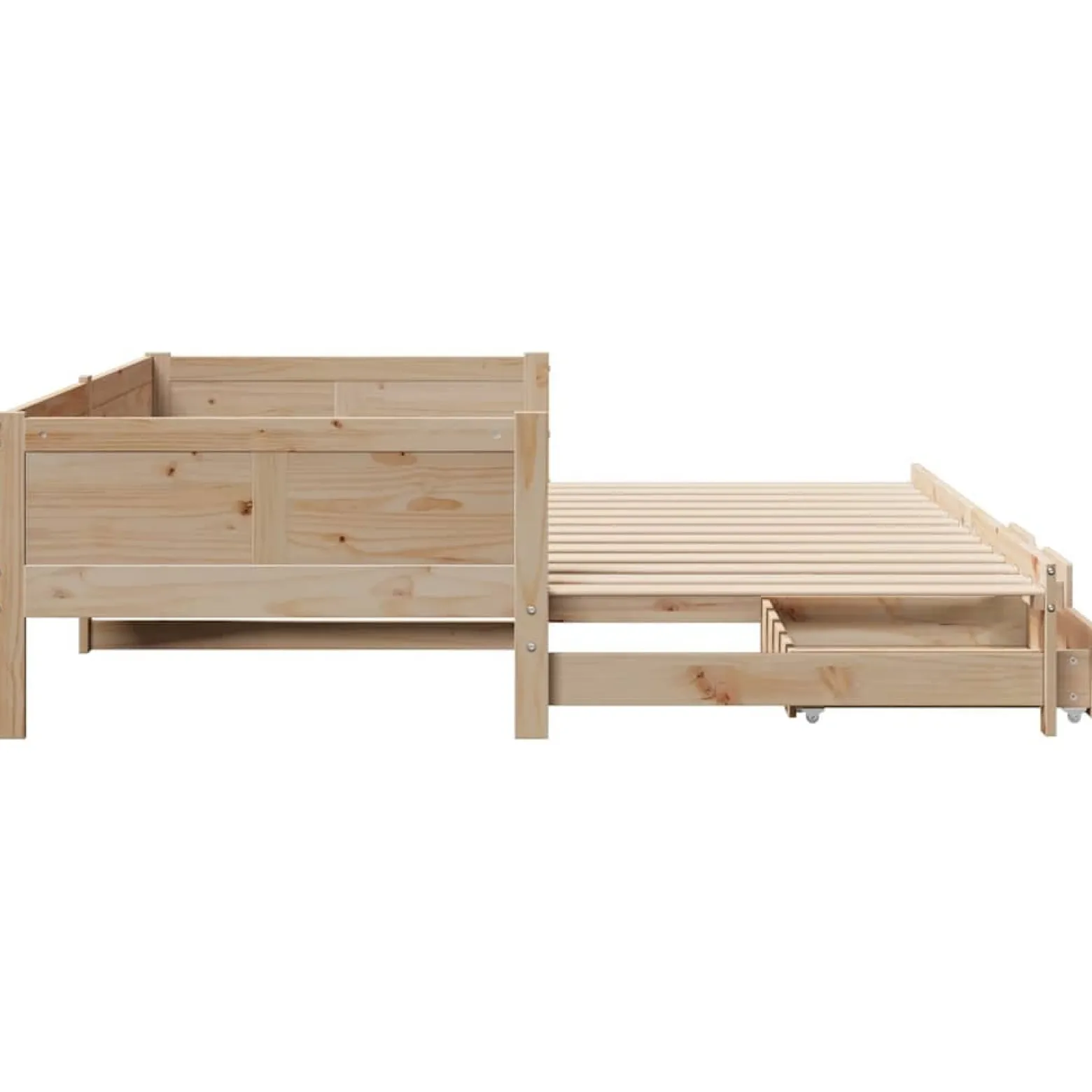 Sofa Rozsuwana Łóżko Drewniane Rama Łóżka z Szufladami Brązowa 90x190 cm