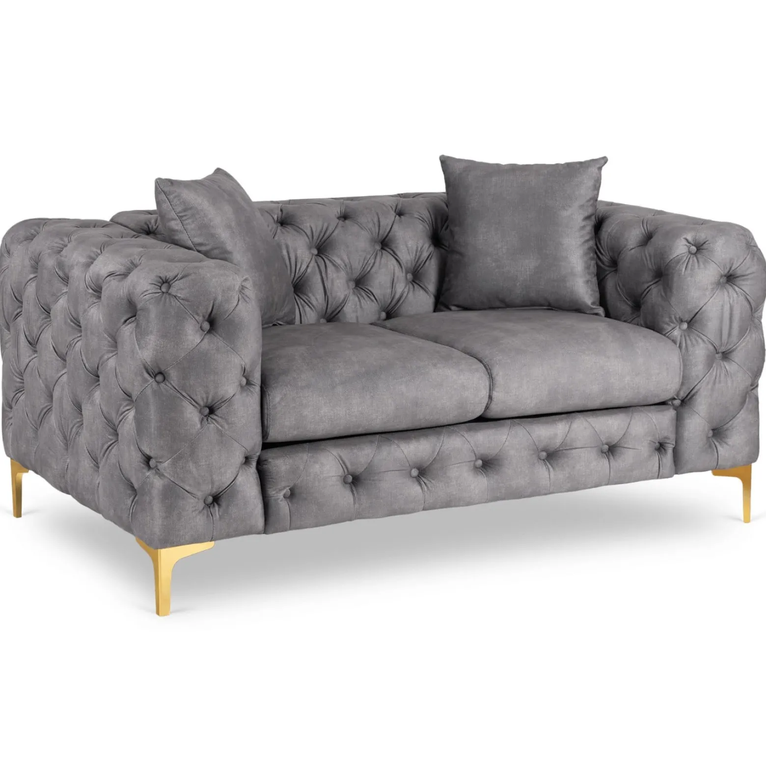 Sofa SORRENTO 2S Dwuosobowa Szara Welurowa Nowoczesna Glamour