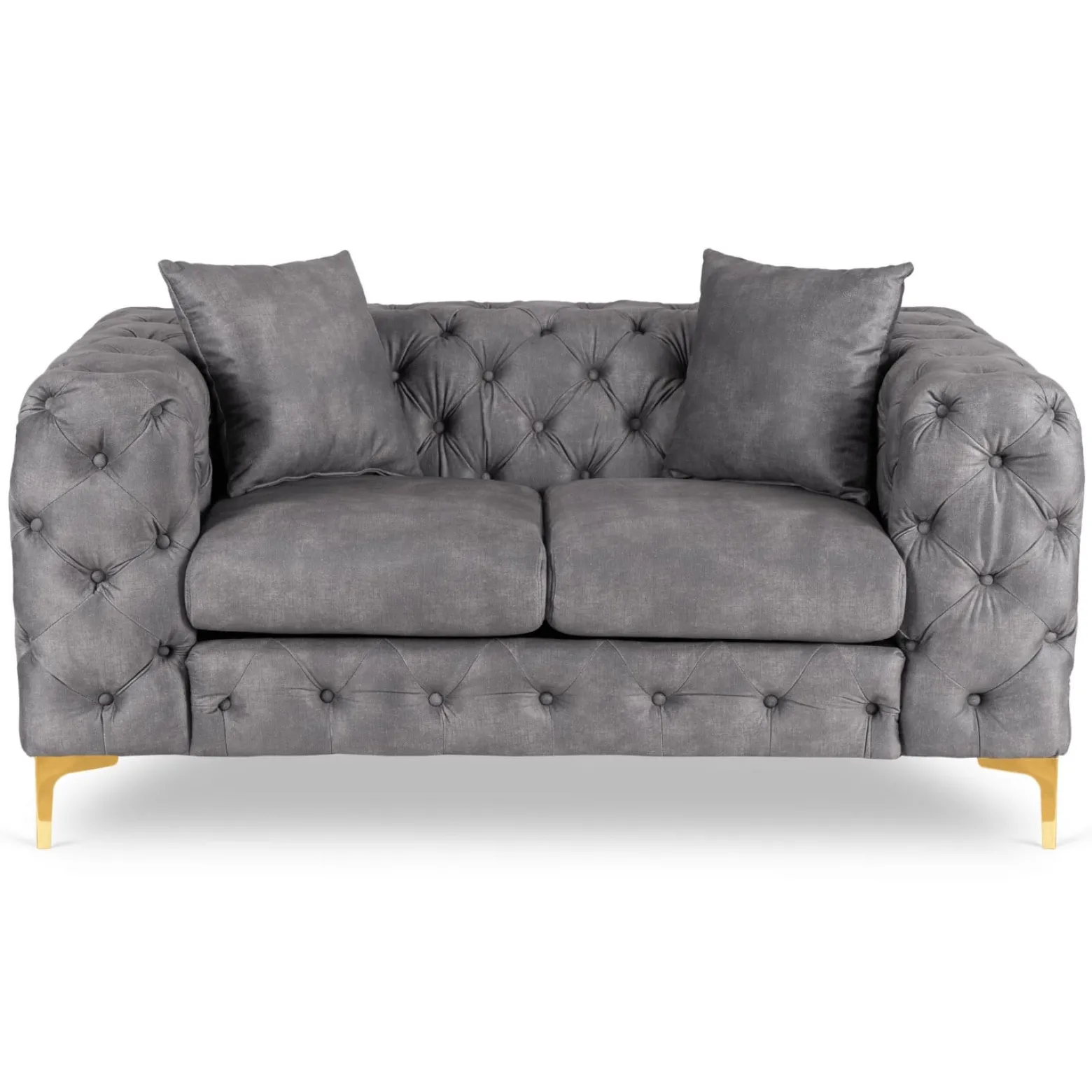 Sofa SORRENTO 2S Dwuosobowa Szara Welurowa Nowoczesna Glamour