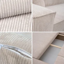 Sofa w kształcie L BEST narożnik, tkanina Poso, Beżowy Lewostronny