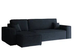 Sofa w kształcie L BEST narożnik tkanina Neve, Ciemnoniebieski Lewostronny