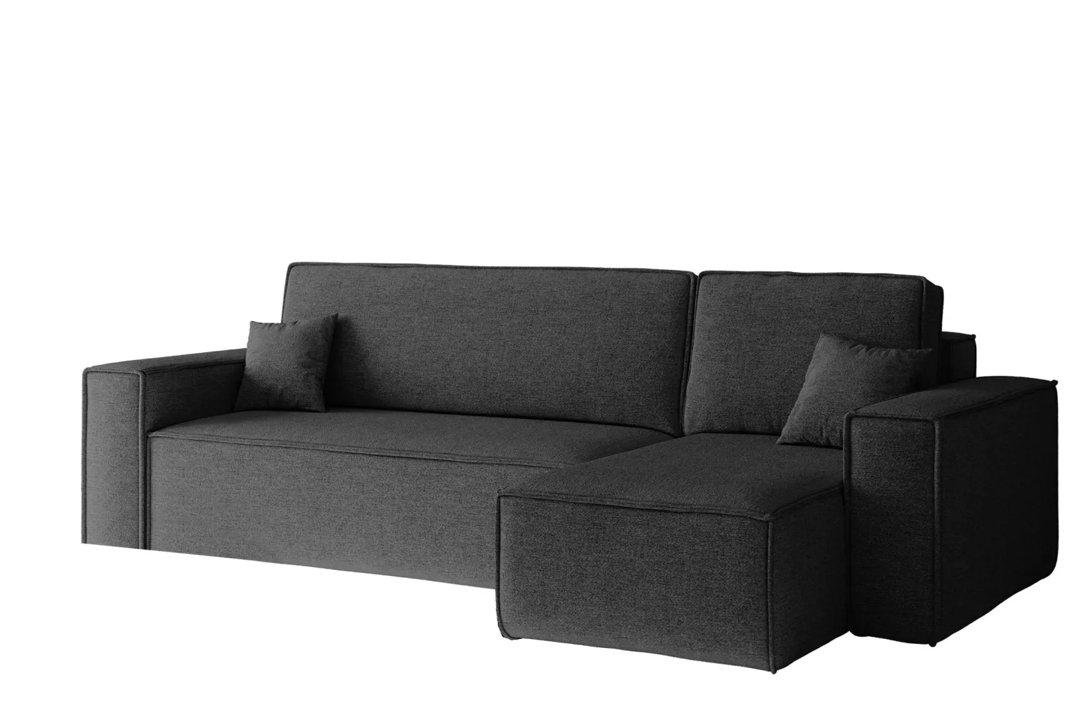 Sofa w kształcie L BEST narożnik tkanina Neve, Ciemnoszary Prawostronny
