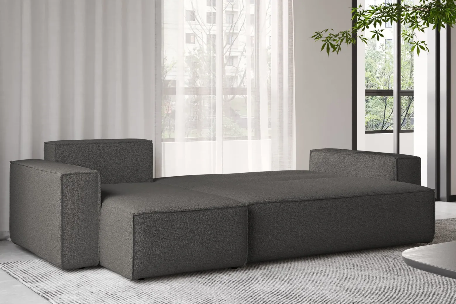 Sofa w kształcie L BEST, tkanina Abriamo, Grafitowy Lewostronny