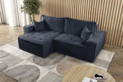 Sofa w kształcie L BOHOO narożnik, tkanina Raven, Grafitowy Lewostronny