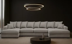 Sofa w kształcie U GABON narożnik, tkanina Zoom, Szary