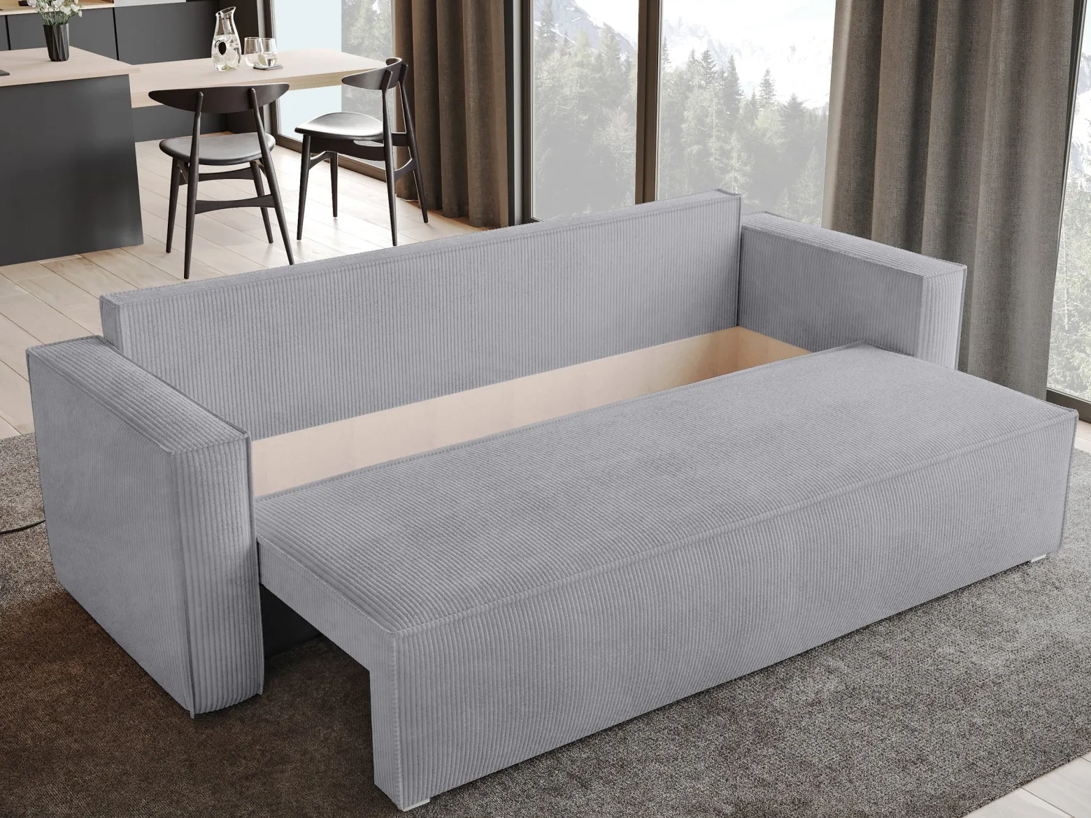 Sofa z funkcją spania TOP szary sztruks