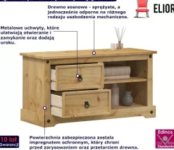 Sosnowa szafka RTV z 2 szufladami - Zenix