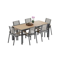 Stół ogrodowy aluminiowy BELLANTI Verona Luna Dark Grey z blatem teak
