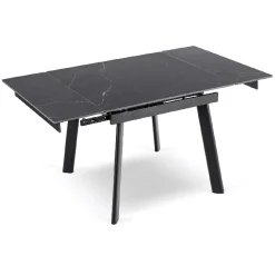 Stół Ceramiczny Rozkładany Do Jadalni Salonu Kuchni Czarny LARES 90-150 cm