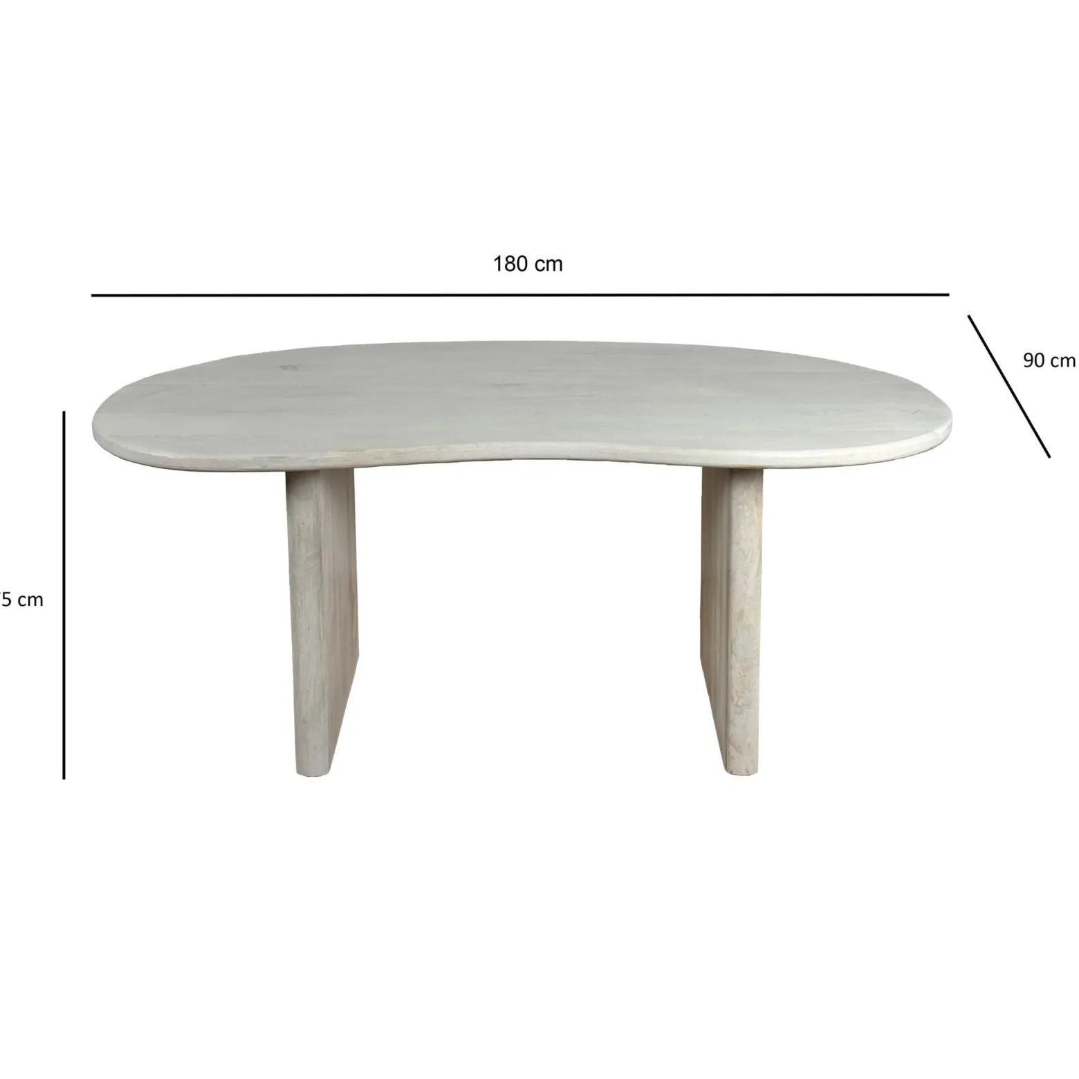 Stół Jadalniany 180 cm Mango Lite Drewno Biały Duży Stół Drewniany