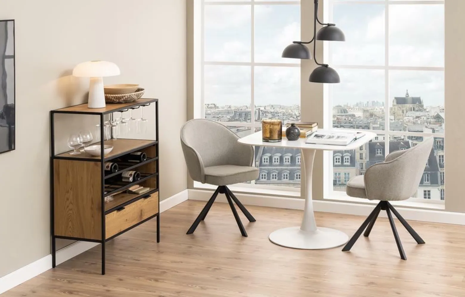STÓŁ KWADRATOWY Malta biały CERAMICZNY BLAT metal