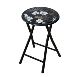 Stołek składany metalowy Flower Black 30 cm PATIO