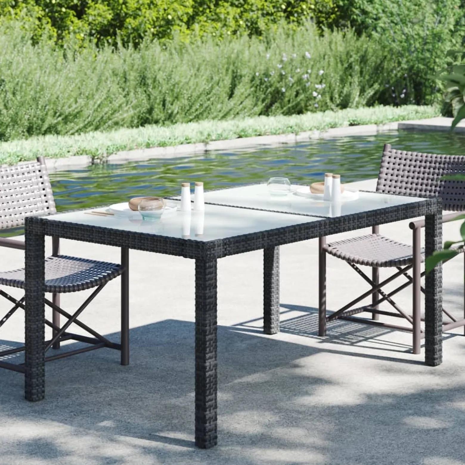 Stół ogrodowy Czarny 150 x 90 x 75 cm Technorattan vidaXL