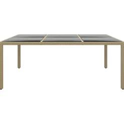 Stół ogrodowy, 200x150x75 cm, szkło i rattan PE, beżowy