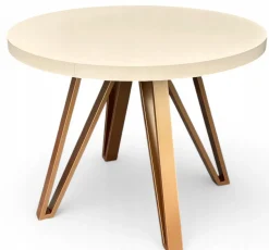 Stół okrągły 90 cm rozkładany 190 cm Kaszmir + nogi industrial MIEDŹ