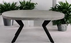 Stół okrągły czarny METAL X BETON JASNY Ø90+50+50