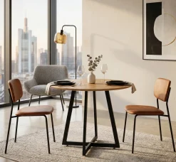 Stół Okrągły Obiadowy Skandynawski Loft 80x74cm Do Salonu Jadalni K041