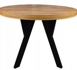 Stół okrągły solidny nierozkładany Ø90 Dąb WOTAN Nogi Metal Y Czarne