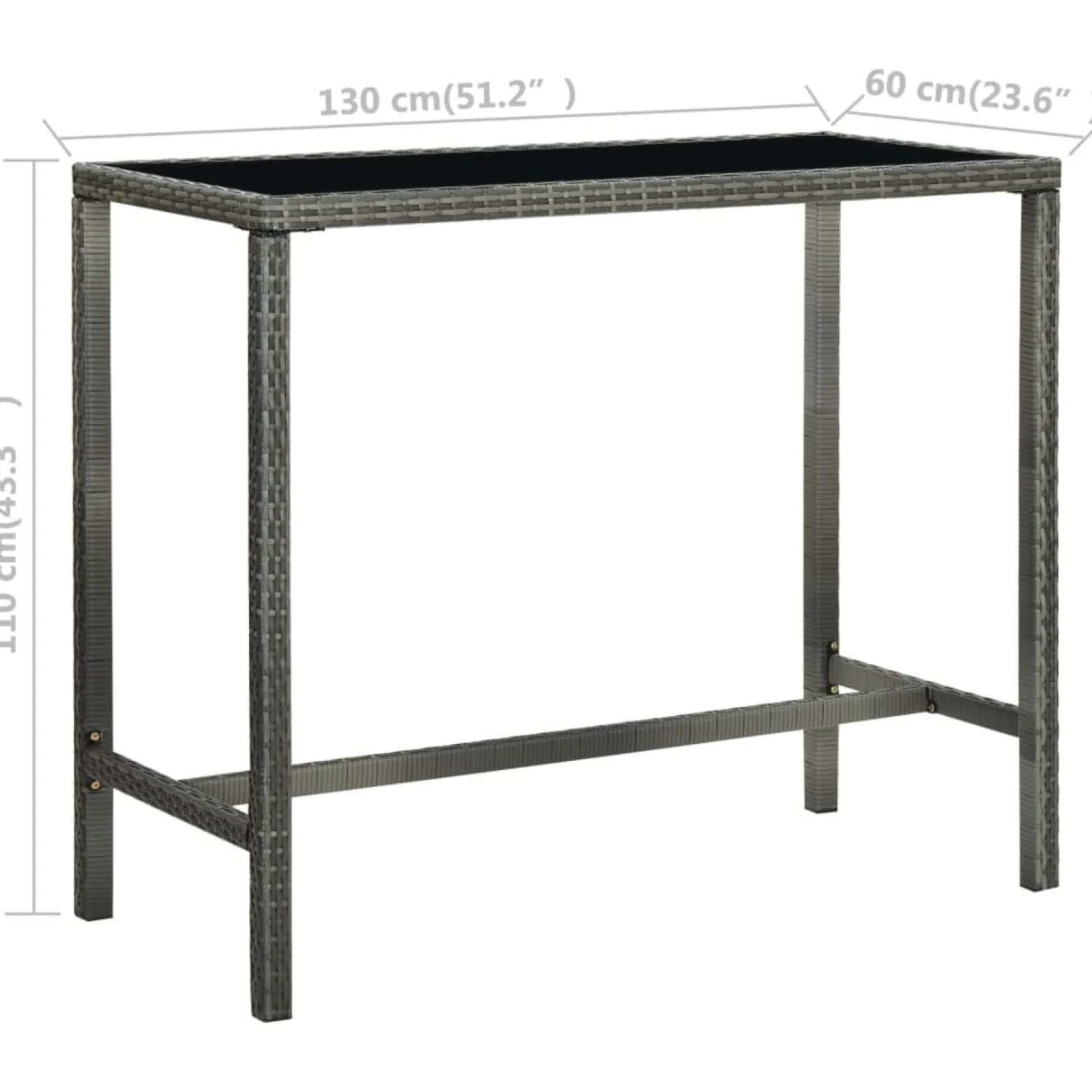 Stolik barowy Szary 130 x 60 x 110 cm Technorattan vidaXL