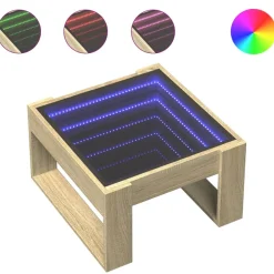 Stolik Kawowy Ława Stół Brązowy50x53x30 Oświetlenie Led Do Salonu Do Pokoju