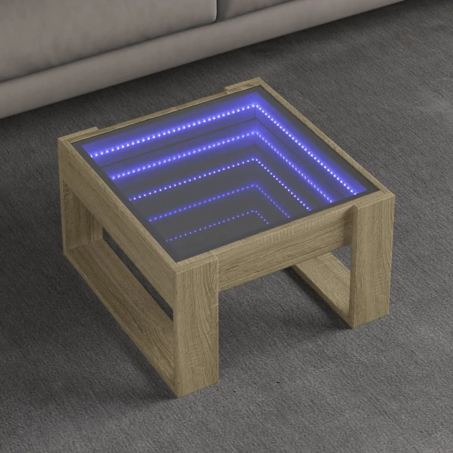Stolik Kawowy Ława Stół Brązowy50x53x30 Oświetlenie Led Do Salonu Do Pokoju