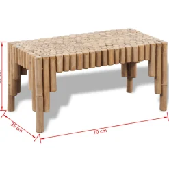 Stolik Kawowy Ława Stół Bambusowy 70x35x35 Do Salonu Do Pokoju