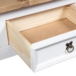 Stolik Kawowy Ława Stół Biały Drewniany 100x55x44 Szuflada Do Salonu