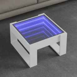 Stolik Kawowy Ława Stół Biały 50x53x30 Oświetlenie Led Do Salonu Do Pokoju