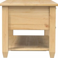Stolik Kawowy Ława Stół Brązowy Drewniany 100x48x45 Szuflady Półka