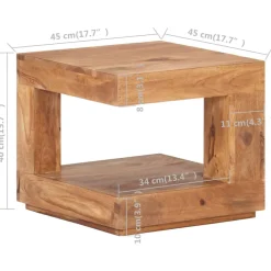 Stolik Kawowy Ława Stół Brązowy Drewniany 45x45x40 Półka Do Salonu