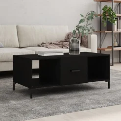 Stolik Kawowy Ława Stół Czarny 102x50x40 Drzwiczki Do Salonu Do Pokoju