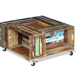 Stolik Kawowy Ława Stół Drewniany 70x70x35 Kółka Do Salonu Do Pokoju