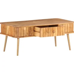 Stolik Kawowy Ława Stół Miodowy Drewniany 100x50x40 Szuflada Do Salonu
