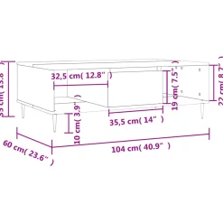 Stolik Kawowy Ława Stół Szary 104x60x35 Przegrody Do Salonu Do Pokoju