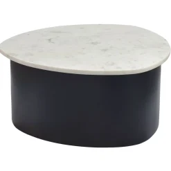 Stolik kawowy 63cm Marmur Biały Stolik do salonu pod sofę Metal Alu Czarny